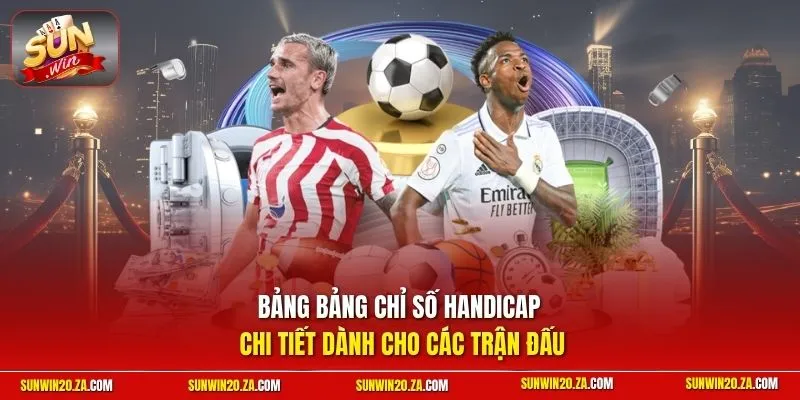 Bảng bảng chỉ số Handicap chi tiết dành cho các trận đấu